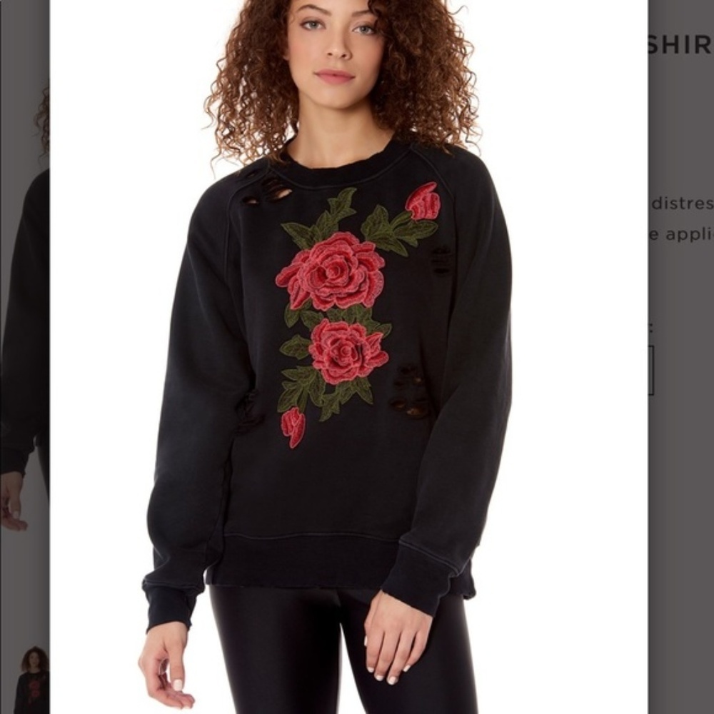 NEW $178 Emma & Sam rose - black sweatshirt Small